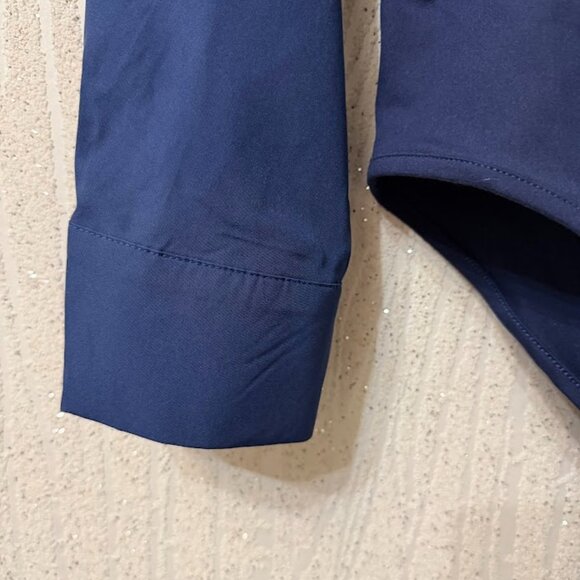 Navy Long Sleeve Button-Up Bodysuit Shirt – Size L - Picture 6 of 9